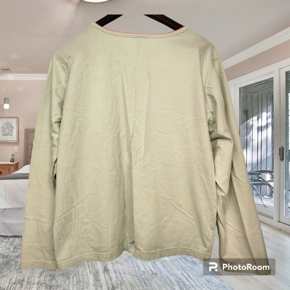 Women's Bass Pajama Set LS Coffee Theme Green Size Large Preowned - Picture 4 of 8